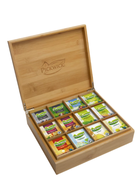 Pickwick professional theekist bamboe 12 vaks gevuld